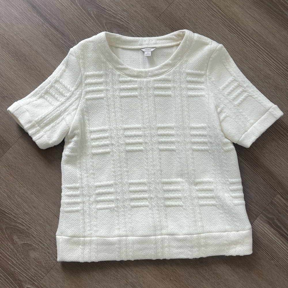 Fossil Cream Short Sleeve Knit Top